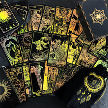 Load image into Gallery viewer, The Rider Waite Gold Sun Rainbow Foil Tarot Deck-15
