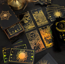 Load image into Gallery viewer, The Rider Waite Gold Sun Rainbow Foil Tarot Deck-0