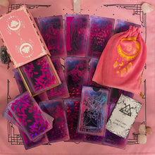 Load image into Gallery viewer, the Rider Waite Purple Neon Foil Tarot Deck Pink Set-3