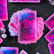Load image into Gallery viewer, the Rider Waite Purple Neon Foil Tarot Deck Pink Set-0