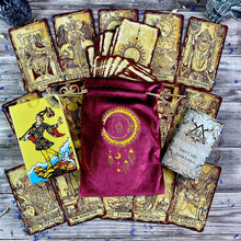 Load image into Gallery viewer, Velvet Tarot Bag Red & Gold-7