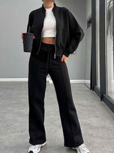 Load image into Gallery viewer, Baseball Collar Zip Up Outerwear and Drawstring Pants Set
