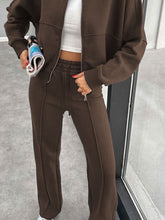 Load image into Gallery viewer, Baseball Collar Zip Up Outerwear and Drawstring Pants Set
