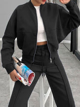 Load image into Gallery viewer, Baseball Collar Zip Up Outerwear and Drawstring Pants Set
