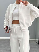 Load image into Gallery viewer, Baseball Collar Zip Up Outerwear and Drawstring Pants Set
