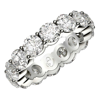 Round Cut Lab Grown Diamond Eternity Ring in 14k White Gold (6 cttw FG/VS2)-0