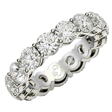 Round Cut Lab Grown Diamond Eternity Ring in 14k White Gold (5 cttw FG/VS2)-0