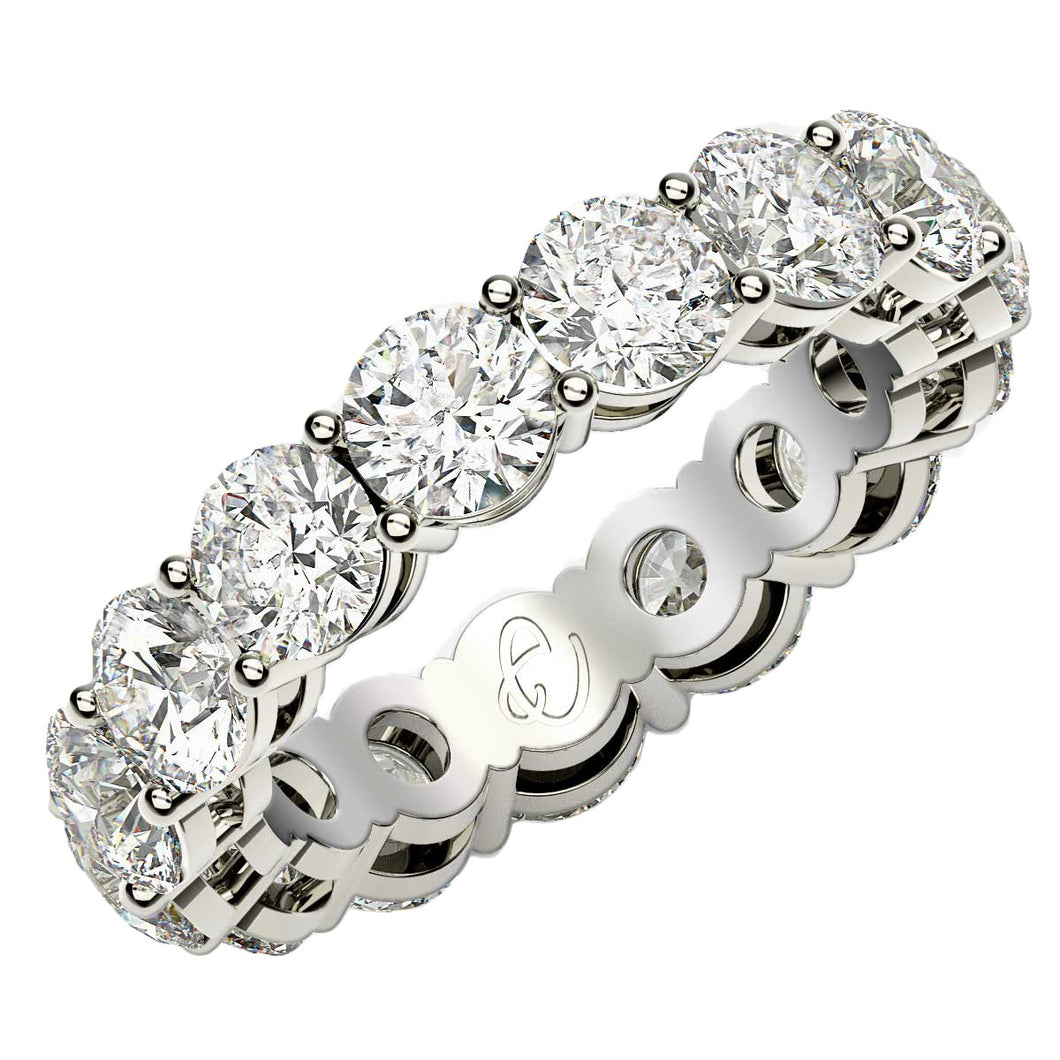 Round Cut Lab Grown Diamond Eternity Ring in 14k White Gold (5 cttw FG/VS2)-0