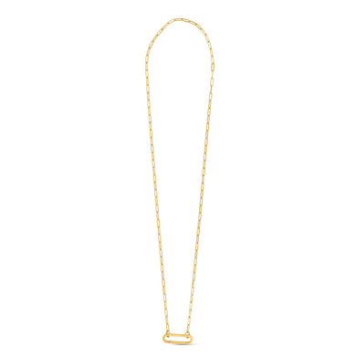 14k Yellow Gold Elongated Link Paperclip Necklace-0