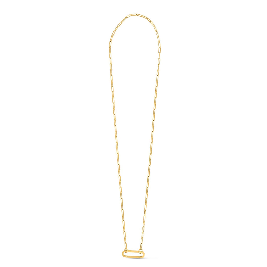 14k Yellow Gold Elongated Link Paperclip Necklace-0