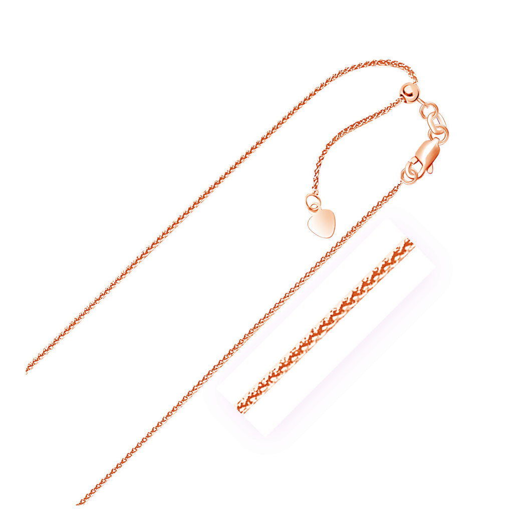 14k Rose Gold Adjustable Wheat Chain (1.00 mm)-0