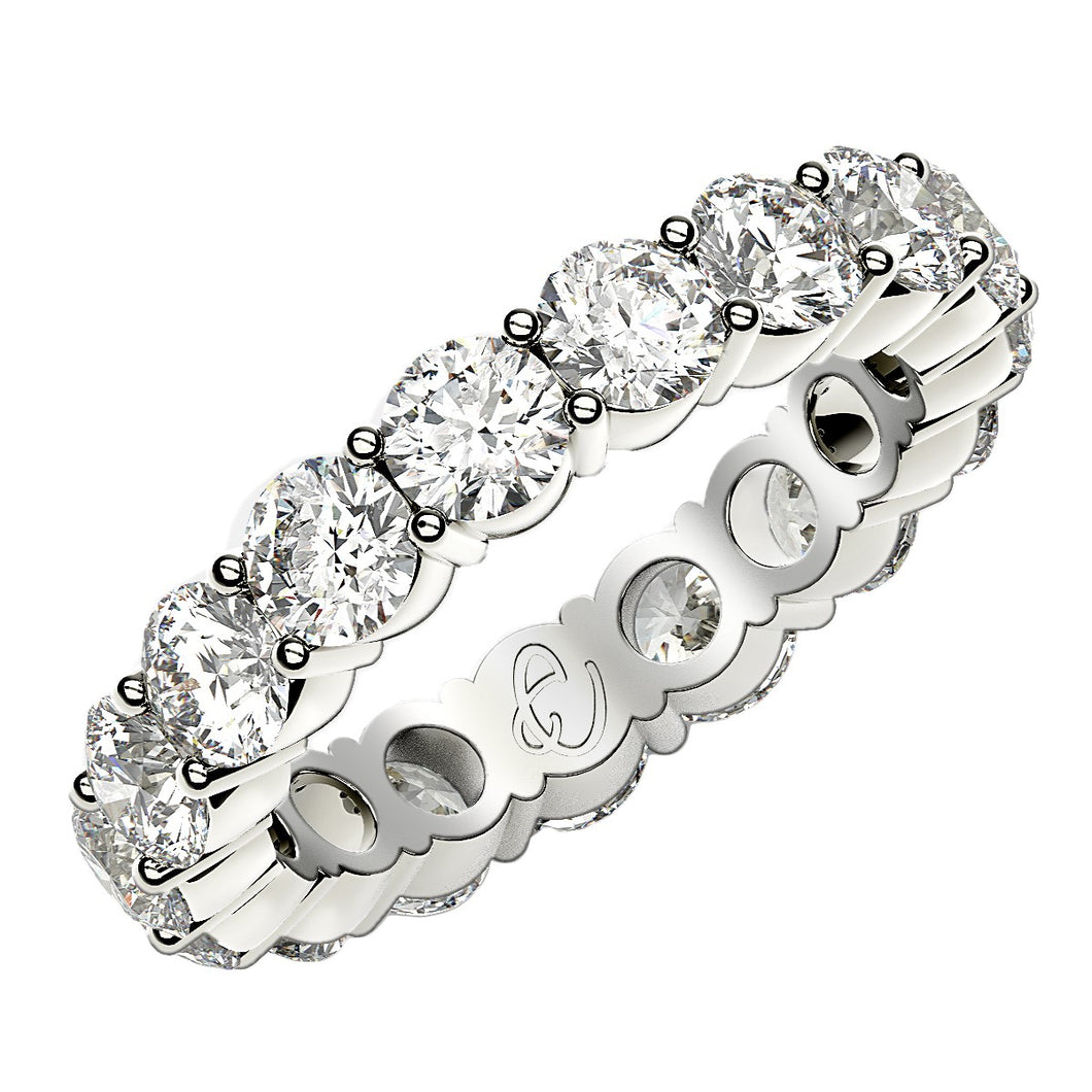 Round Cut Lab Grown Diamond Eternity Ring in 14k White Gold (3 cttw FG/VS2)-0