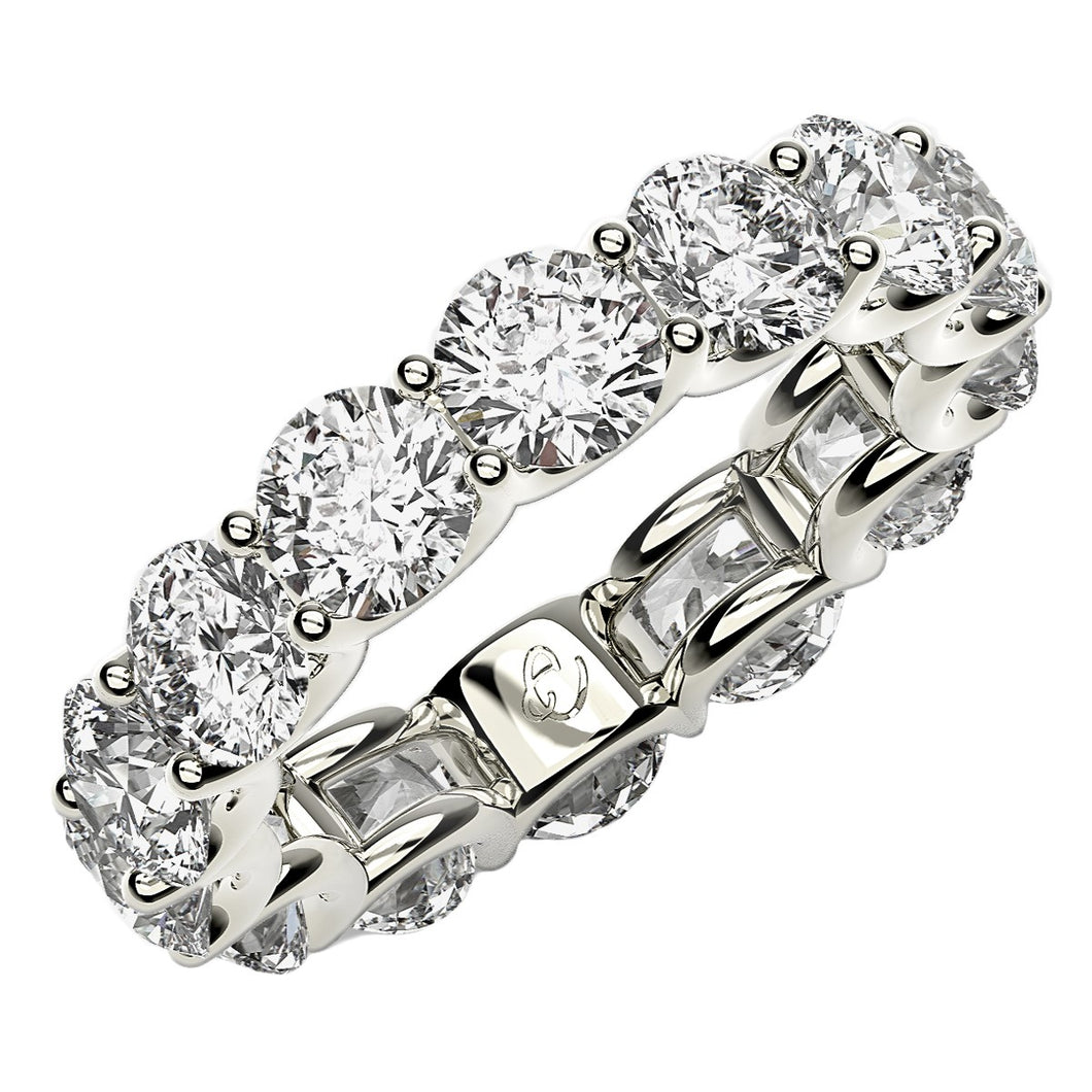 Round Cut Lab Grown Diamond Eternity Ring in 14k White Gold (6 cttw FG/VS2)-0