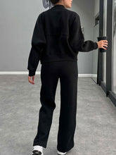 Load image into Gallery viewer, Baseball Collar Zip Up Outerwear and Drawstring Pants Set
