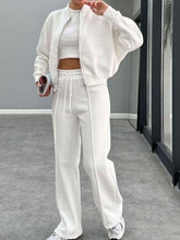 Load image into Gallery viewer, Baseball Collar Zip Up Outerwear and Drawstring Pants Set
