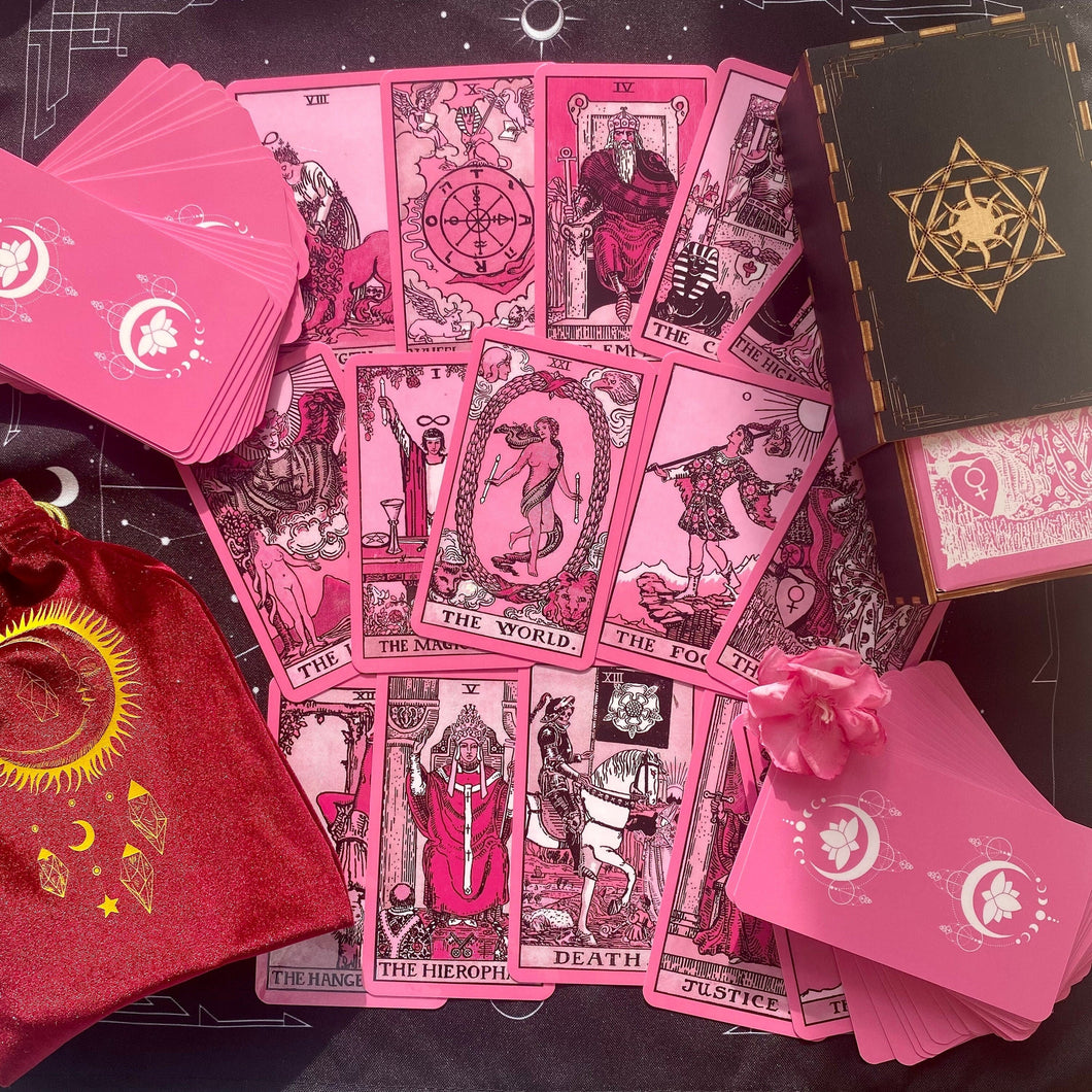 Tarot Deck Pink Vintage Plastic Tarot cards with Guidebook Beginner Future Telling Divination Oracle Tarot Gift Set Craft Cardboard 78 cards-0