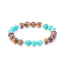 Load image into Gallery viewer, Good Luck Bracelet - Tiger Eye and Aquamarine
