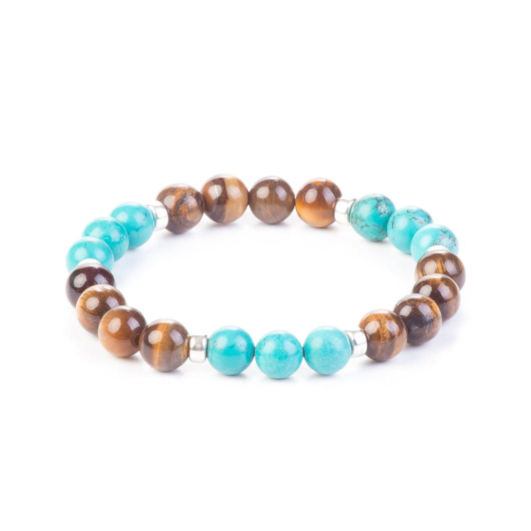 Good Luck Bracelet - Tiger Eye and Aquamarine