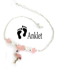 Load image into Gallery viewer, Multi Sea Glass Flamingo Anklet Ankle Bracelet
