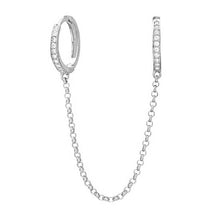 Load image into Gallery viewer, CZ Pave Double Handcuff Huggies Hoops
