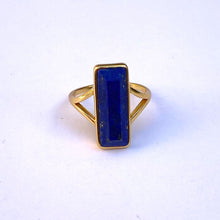 Load image into Gallery viewer, Rectangle Lapis Lazuli Gold Ring
