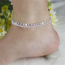 Load image into Gallery viewer, Multi Row Crystal Chain Anklet Ankle Bracelet
