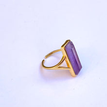 Load image into Gallery viewer, Rectangle Amethyst Gemstone Ring
