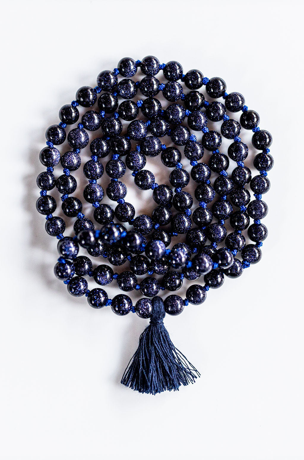 Blue Sandstone Short Tassel Mala