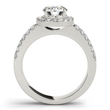 Load image into Gallery viewer, 14k White Gold Halo Diamond Engagement Ring With Double Row Band (1 3/8 cttw)
