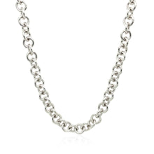 Load image into Gallery viewer, Sterling Silver Rhodium Plated Rolo Chain Necklace with a Heart Toggle Charm
