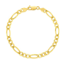 Load image into Gallery viewer, 4.5mm 14k Yellow Gold Solid Figaro Bracelet
