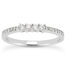 Load image into Gallery viewer, 14k White Gold Wedding Band with Pave Set Diamonds and Prong Set Diamonds
