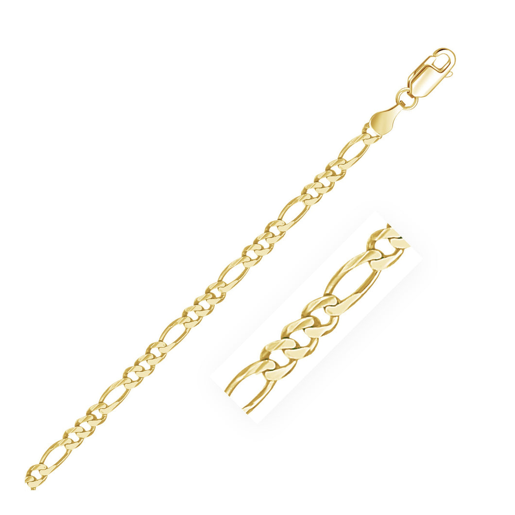 3.7mm 10K Yellow Gold Solid Figaro Chain-0