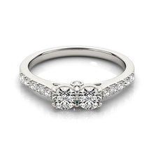 Load image into Gallery viewer, 14k White Gold Round Two Stone Diamond Ring (3/4 cttw)
