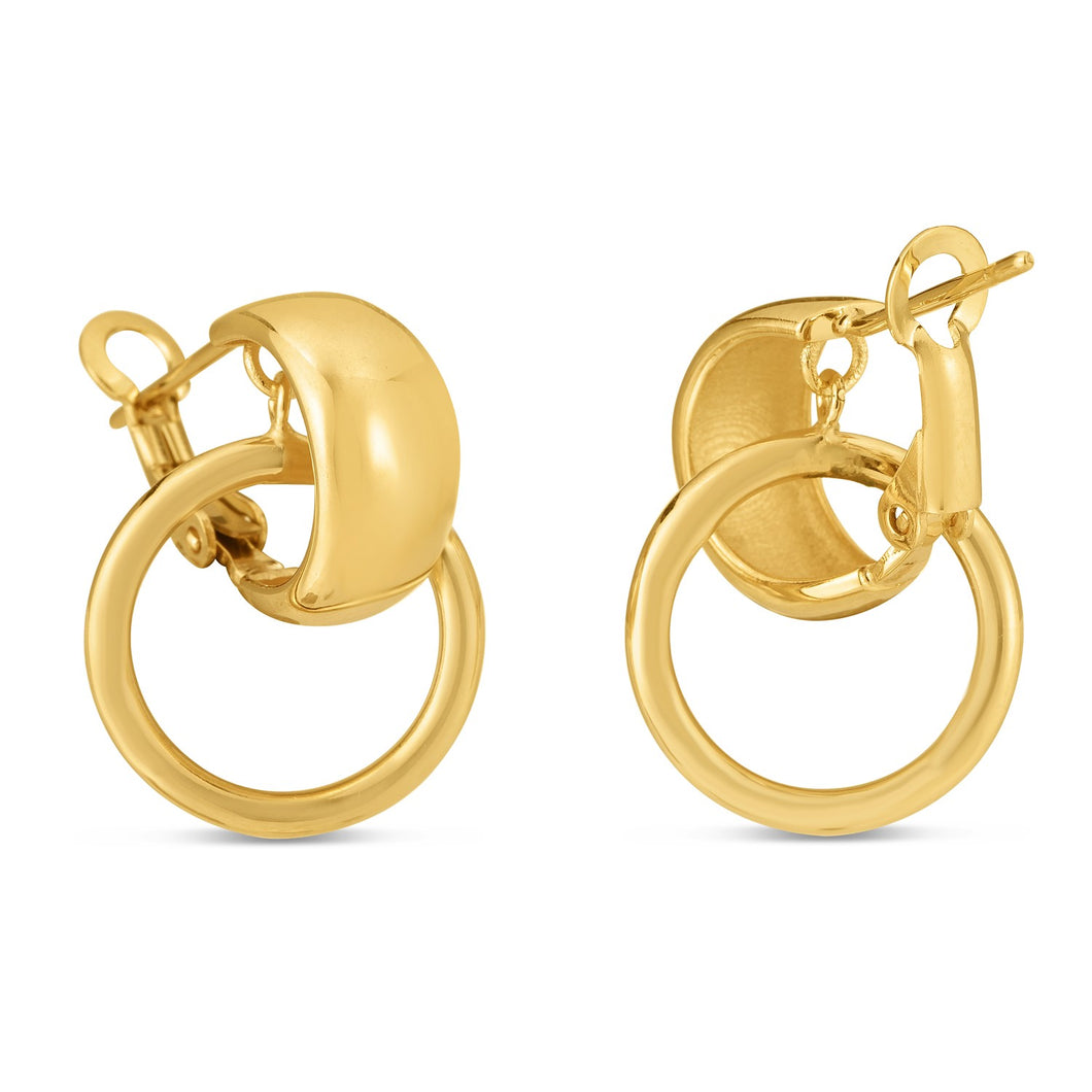 14k Yellow Gold Interlocking Omega Hoops-0