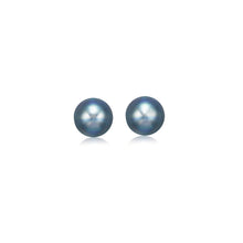 Load image into Gallery viewer, 14k Yellow Gold Cultured Black Pearl Stud Earrings (7.0 mm)
