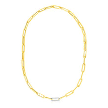 Load image into Gallery viewer, 14k Yellow Gold Paperclip Chain Necklace with Diamond Link
