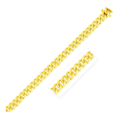 7.0mm 10k Yellow Gold Classic Miami Cuban Solid Bracelet-0