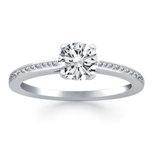 Load image into Gallery viewer, 14k White Gold Channel Set Cathedral Engagement Ring
