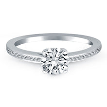 Load image into Gallery viewer, 14k White Gold Channel Set Cathedral Engagement Ring
