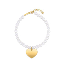 Load image into Gallery viewer, 14k Yellow Gold Pearl Heart Charm Bracelet-1
