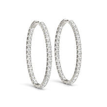 Load image into Gallery viewer, Oval Shape Two Sided Diamond Hoop Earrings in 14k White Gold (2 cttw)
