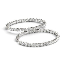 Load image into Gallery viewer, Oval Shape Two Sided Diamond Hoop Earrings in 14k White Gold (2 cttw)
