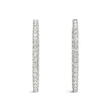 Load image into Gallery viewer, Oval Shape Two Sided Diamond Hoop Earrings in 14k White Gold (2 cttw)
