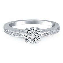 Load image into Gallery viewer, 14k White Gold Cathedral Engagement Ring with Pave Diamonds
