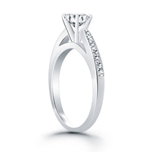 Load image into Gallery viewer, 14k White Gold Cathedral Engagement Ring with Pave Diamonds
