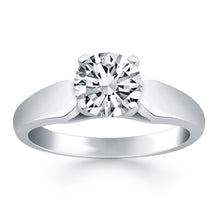 Load image into Gallery viewer, 14k White Gold Tapered Cathedral Solitaire Engagement Ring
