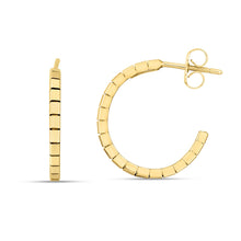 Load image into Gallery viewer, 14k Yellow Gold Brick Omega Hoop Earrings-0
