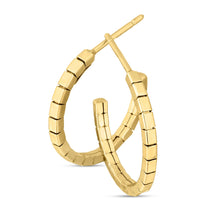 Load image into Gallery viewer, 14k Yellow Gold Brick Omega Hoop Earrings-1
