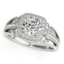 Load image into Gallery viewer, 14k White Gold Baroque Shank Style Cut Diamond Engagement Ring (1 1/4 cttw)
